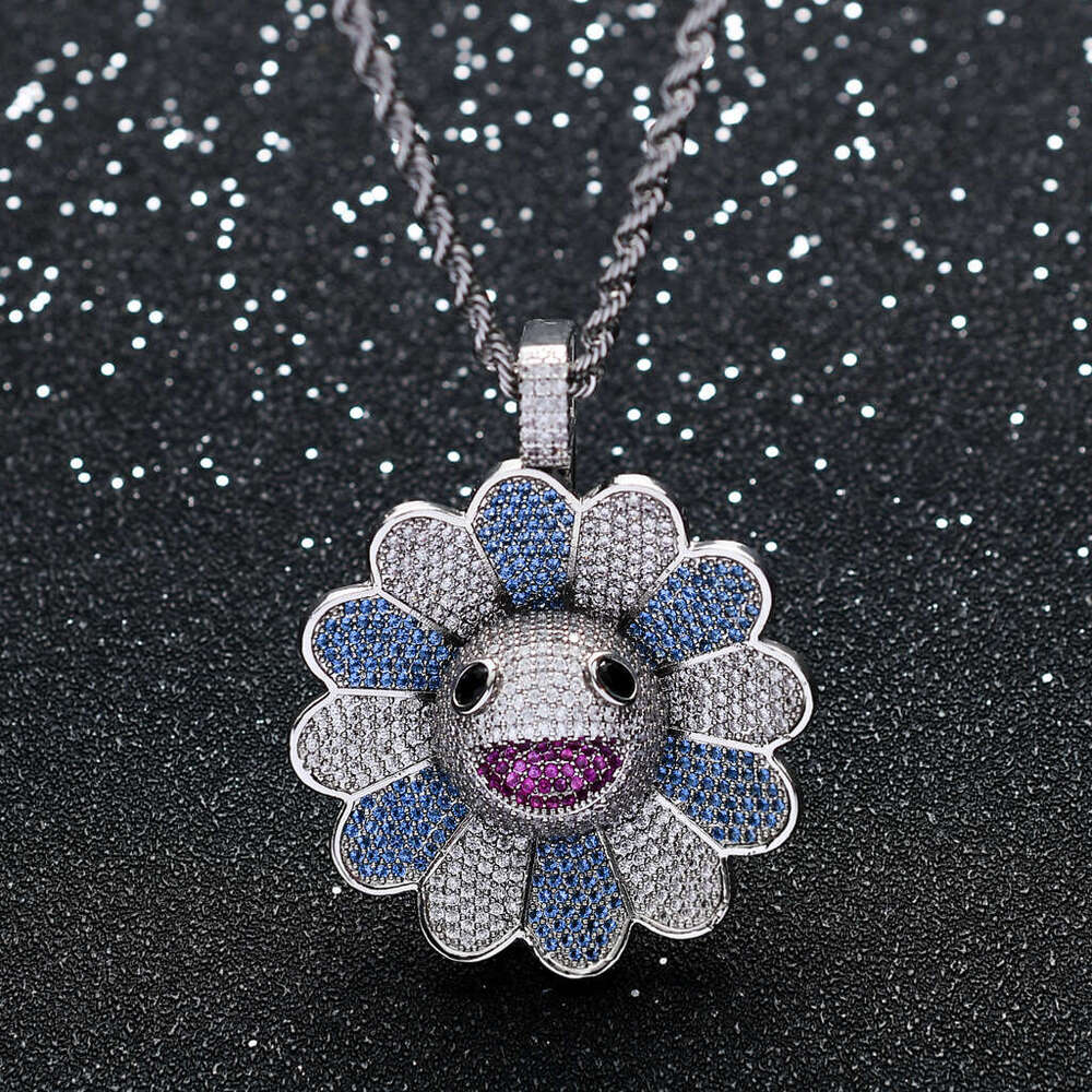 Luxury Designer Rainbow Water Necklace Miniature Inset Sterling Silver Ice Out VVS Moissanite Hip Hop Full Diameter Rotating Pendant FREE shipping