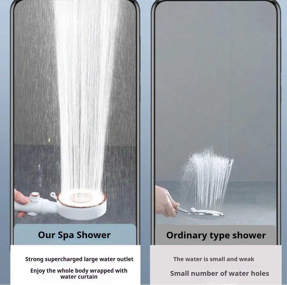 High Pressure Shower Head 3 Modes Adjustable Water Saving Spray Nozzle One Key Stop Water Black Showerhead Bathroom AccessoriesM251120