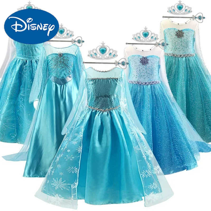 Disney Frozen Elsa Princess Dress for Girls Kids Birthday Role Play Frozen Costume Fancy 2025 Carnival Princess Dress up Party CostumeXJ250420