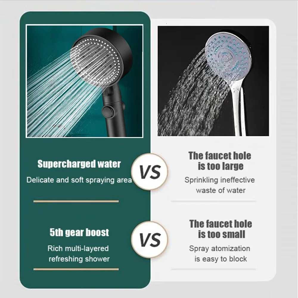 5 Modes Handheld Shower Head with ON/OFF Switch High Pressure Bathroom Shower Head Spray Nozzle with 15M Hose and HolderM251120
