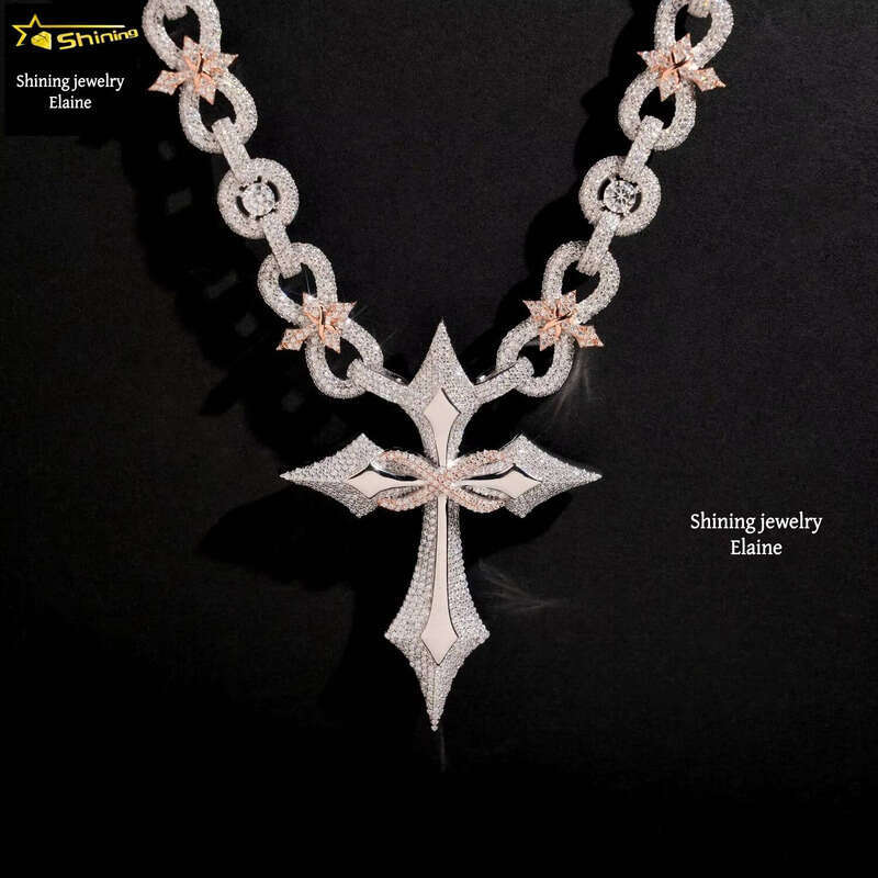 Fashion Hip-Hop Boutique Jewelry 12mm Iced Pure Sier Chalcedony Miami Cuban Chain Necklace