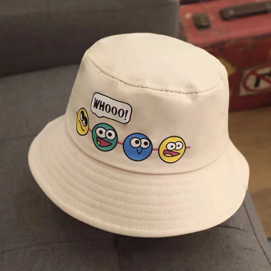 Childrens bucket hat spring boy and girl sun cute interesting expression outdoor childrens fishing Korean style 26Y 250414z
