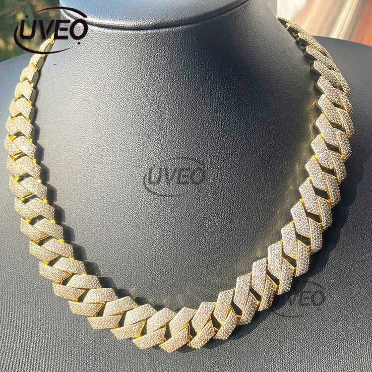 20 mm 4 Rows hiphop dia Cuban k Chain GRA Moissanite sterg sier gold plate Fine jewelry necklaces bracelets