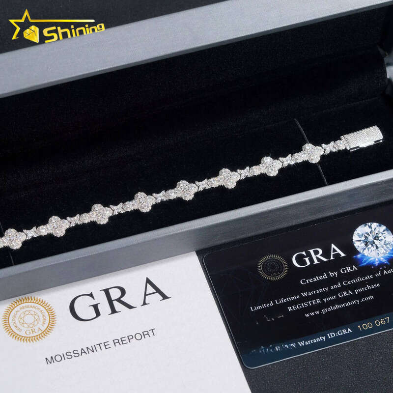 New Cross Iced Bracelet Pure Sier Chain Tester GRA Certified VVS Silicon Stone Tennis Necklace