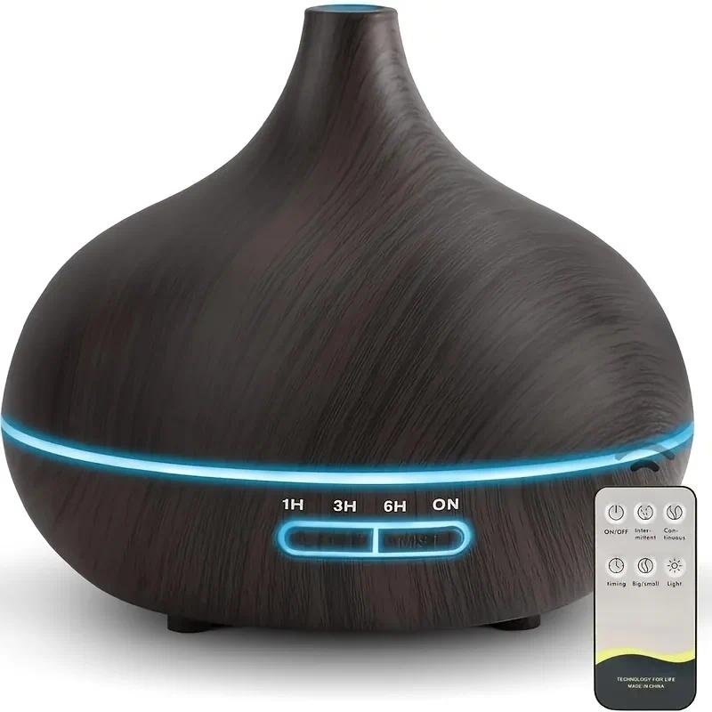 550ml Essential Oil Diffuser, Remote Control, Ultrasonic Humidifier, 7 Color LED Light with 6 Oil