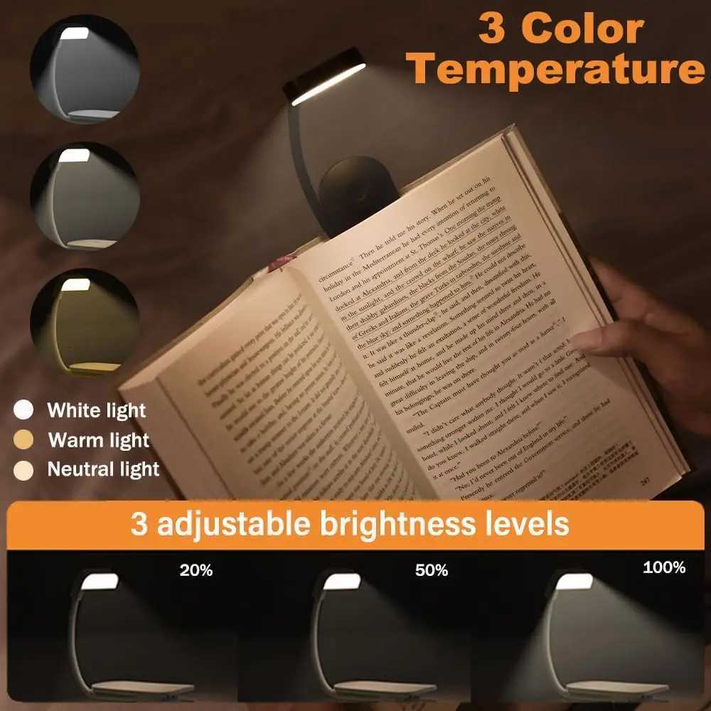 Portable LED Reading Lights Eye Caring 3 Color Temperatures and Dimming Brightness Book Lights Lightweight USB Rechargeable M251120