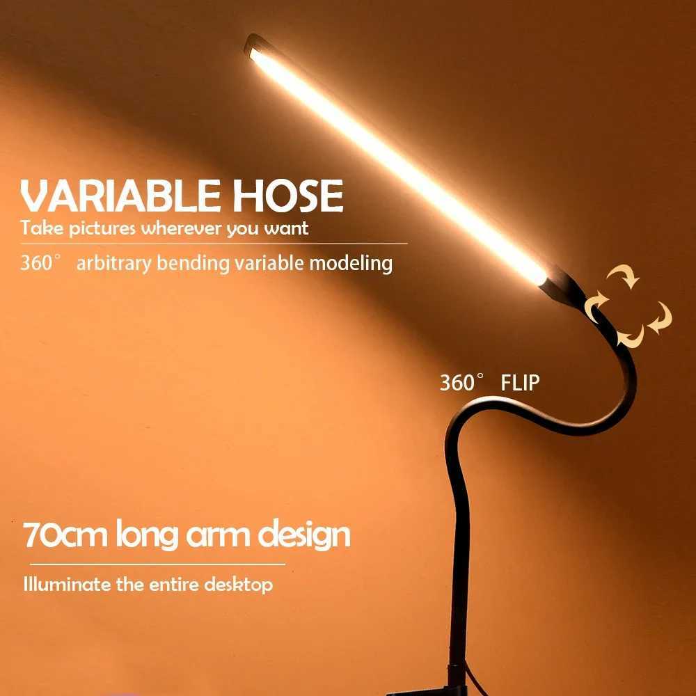 LED Eye-care Desk Lamp 10 Brightness Level 3 Lighting Modes Flexible Gooseneck Work Study Table Lamp with Clamp USB PC Desk Lamp M251120