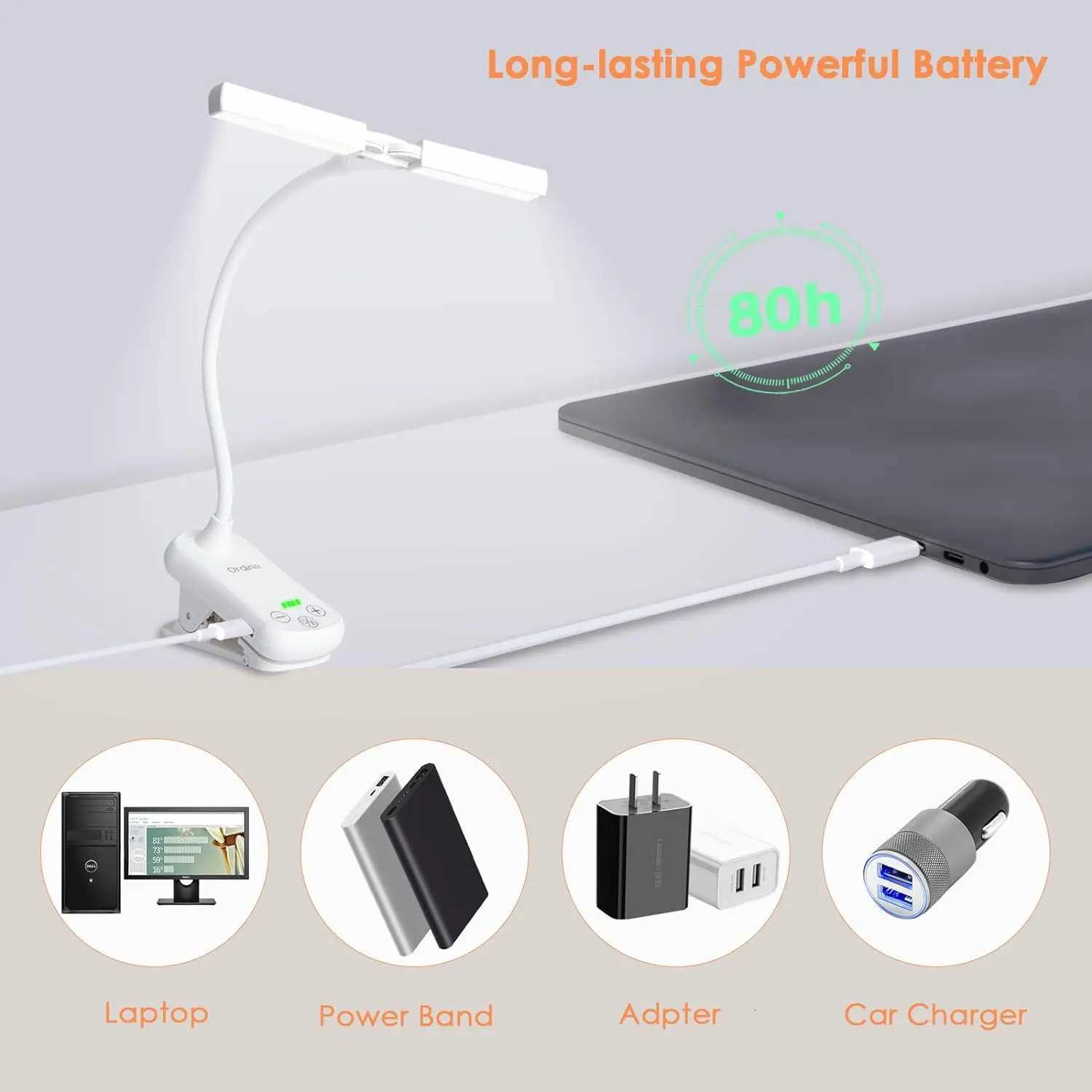 Book Light for Reading in Bed Clip on Reading Light Rechargeable Bookmark Lamp Eye Caring Booklight 3Color Temp Stepless Dimming M251120