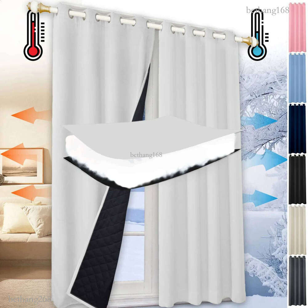 Quilted 100% Blackout Curtain for Living Room Heavy Duty Window Drapes Bedroom Winter Thick Thermal Curtains Eyelets Ready Made 240730