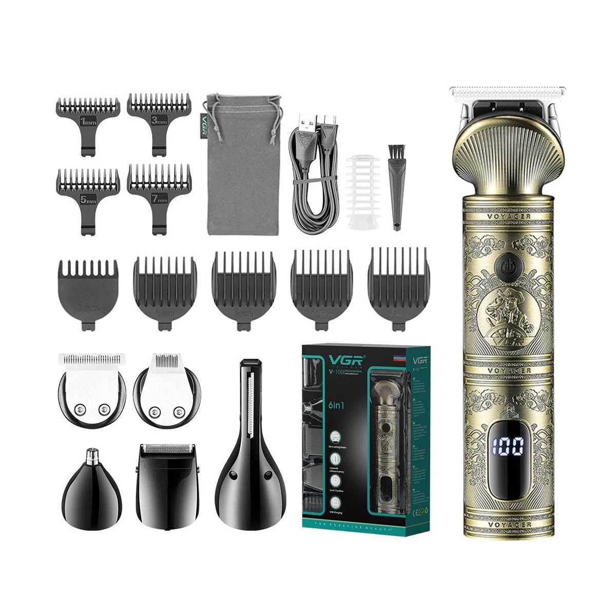 VGR Hair Clipper Electric Hair Trimmer Professional Barber Cordless Hair Cutting Machine Multifunctional Clipper for Men V-106T251120