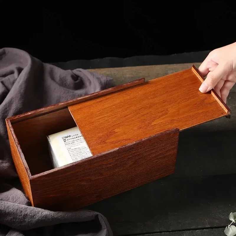 Wooden Tissue Box Light Luxury Living Room Dining Room Wooden Napkin Holder Car Tissue Holder Kitchen Storage Supplies C251120