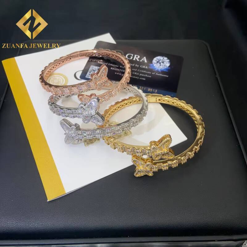 New Designs VVS1 Moissanite Butterfly Bracelet 925 Silver Pass Diamond Tester Iced Out Moissanite Womens Bracelet with GRA