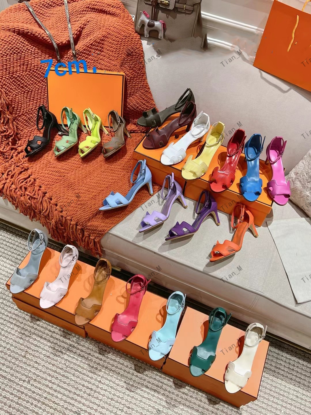 TOP Quality Women Open Toe Sandals Ankle Strap Stiletto Heel slingback real leather Dress Sandals Elegant Wedding Party Shoes Pumps High Heel Summer Classic 7cm