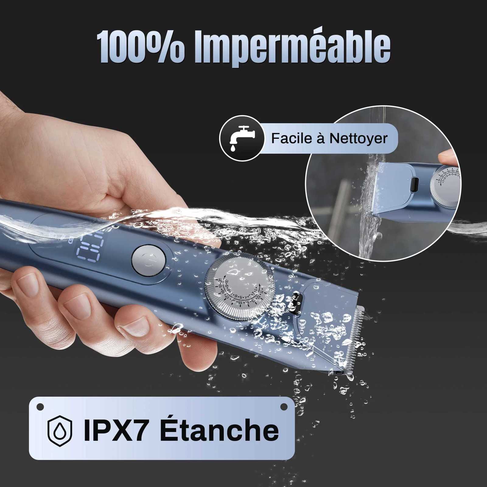 Professional Electric Hair Clipper Men Cordless Hair Trimmer Rechargeable LED Display IPX7 Adjustable Speed Hair Cutting MachineT251120