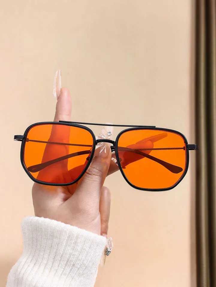 Fashion Orange Pilot Metal Frame Women Sunglasses For Men Daily Life Shades Eyewear Accessories