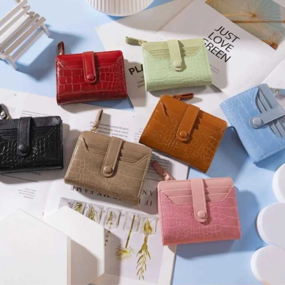 PU Leather Womens Short Wallet Crocodile Print Multiple Card Slots Coin Purse Waterproof Solid Color Leather Wallet for WomenW251120