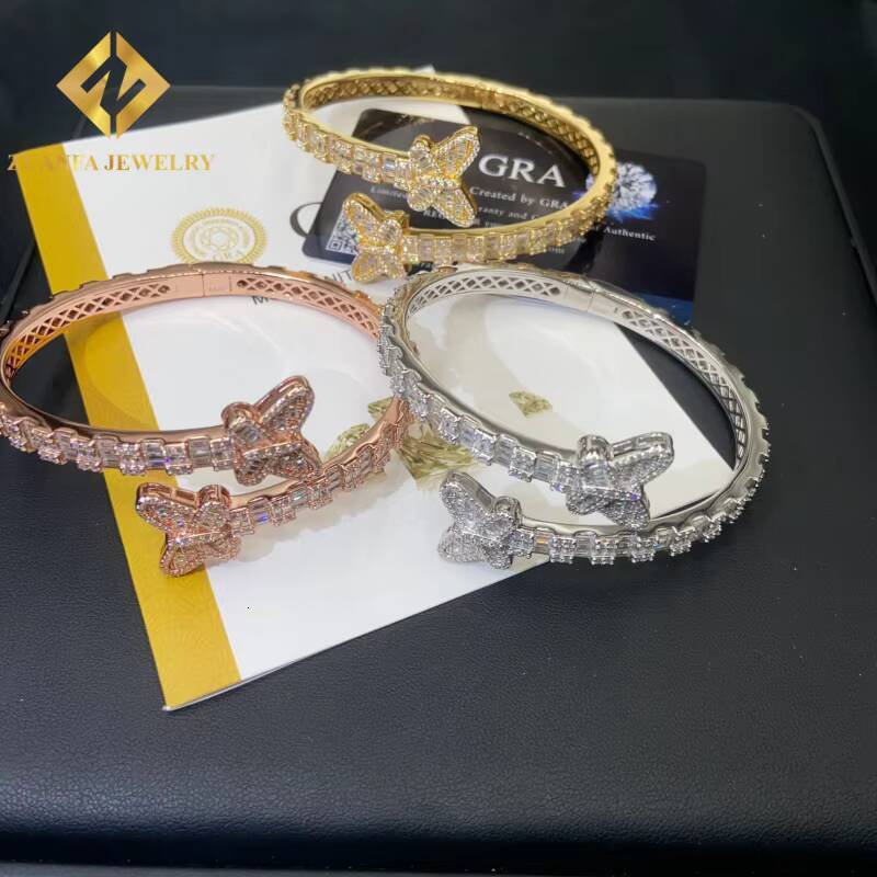 New Designs VVS1 Moissanite Butterfly Bracelet 925 Silver Pass Diamond Tester Iced Out Moissanite Womens Bracelet with GRA