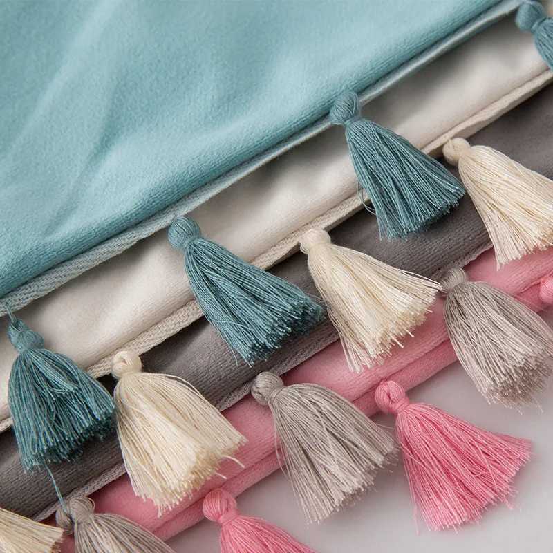 Pillow Case Medicci Home Velvet Soft Solid Decorative Throw Cover with Tassels Fringe Boho Accent Cushion Case for Couch Sofa Bed C251120