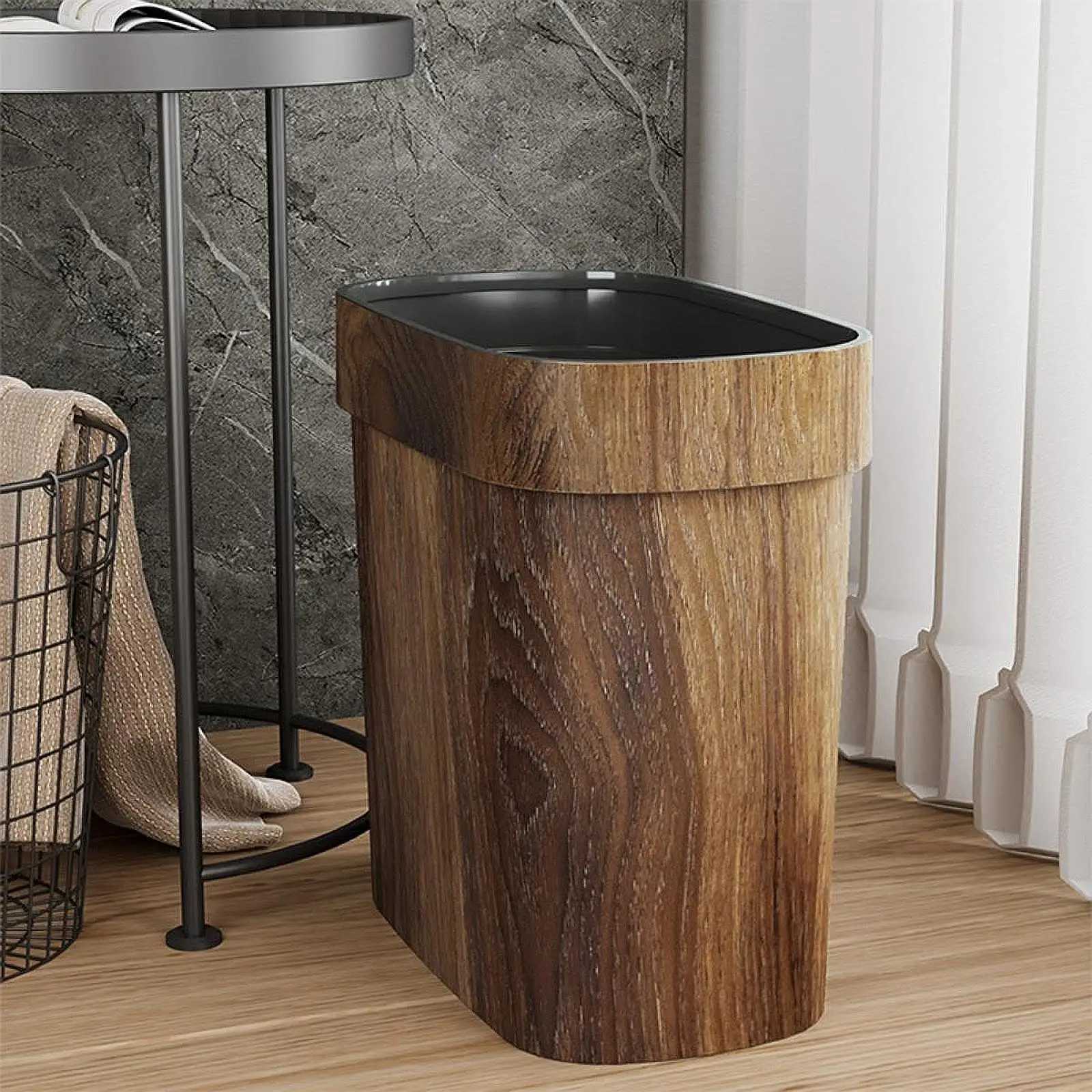 Slim Trash Can Rectangular Trash Bin with Open Top Kitchen Bin Garbage Bin for Bedroom Bathroom Study Room Living Room C251120