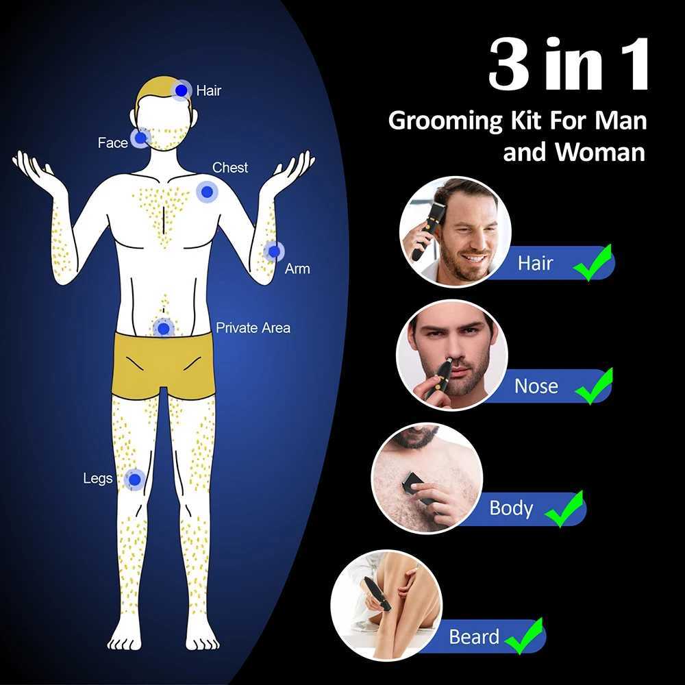 Electric Hair Trimmer Three in One for Bikini Clippers Whole Body Ball Shaver Clipper Grooming Kit Male Epilator RazorT251120