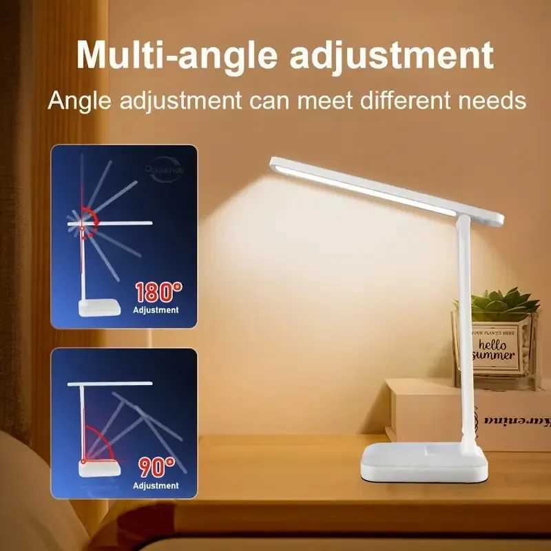 Foldable Eye Protection Desk Lamp Touch Control 3-Level Dimming Color Temperature USB Rechargeable Reading Light for Study M251120