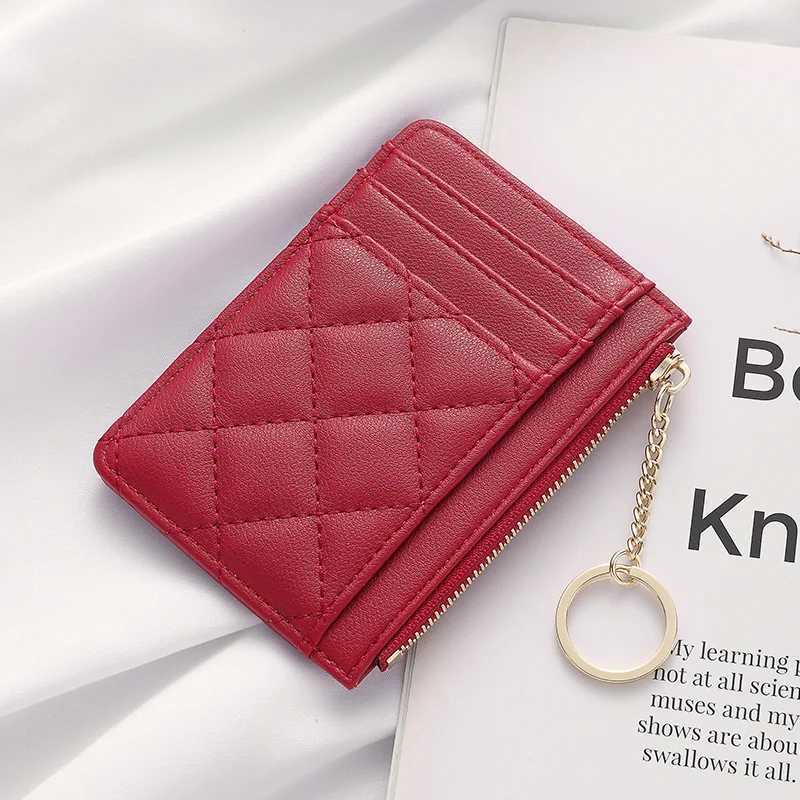 Quilted Minimalist Ring Mini Wallet - ID Bag with Multiple Card Slots and ID Holder Zipped Coin Purse Faux Leather-tan carterasW251120