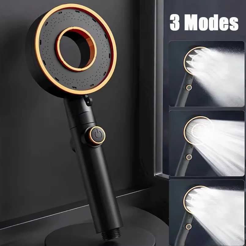 New Massage Spa Pressurized Shower Head 3 Mode High Pressure Water Saving One-Key Stop Handheld Showerhead Bathroom AccessoriesM251120