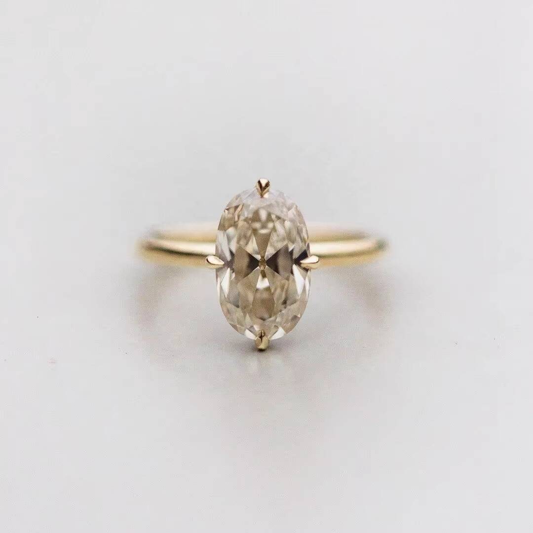 Vintage White Moissanite Casted 35 Ct 115x7mm Main Stone 8h8a Oval Cut Moissanite halo Ring 14k Yellow Gold Ring