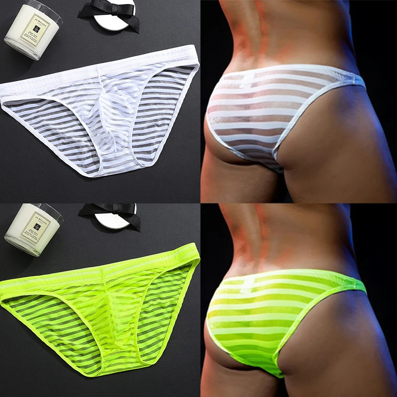 1 piece of mens underwear ultrathin transparent mesh summer fabric ice silk seamless sexy shorts breathable 250417