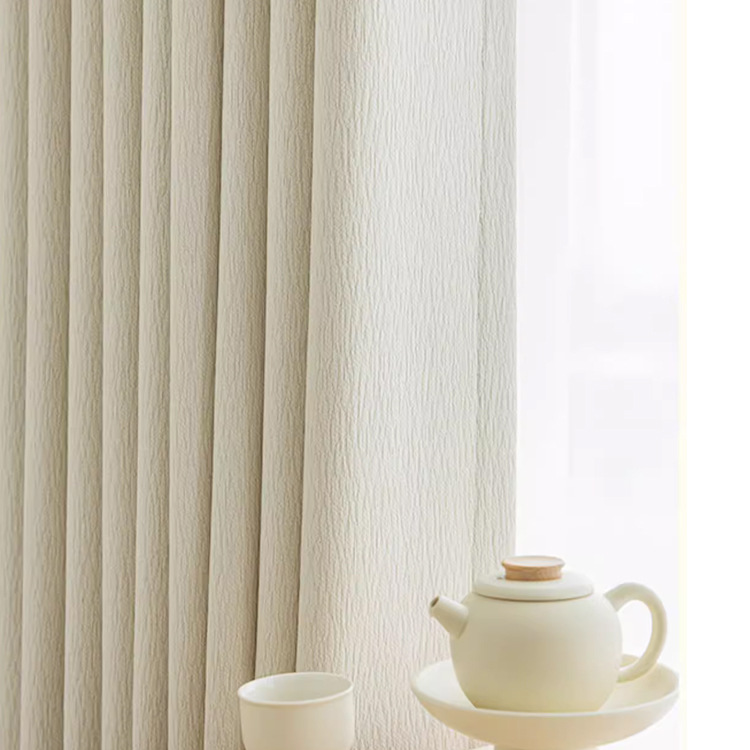 XX0282 cream velvet chenille curtains quicksand texture light luxury full blackout high blackout curtains bedroom Curtain