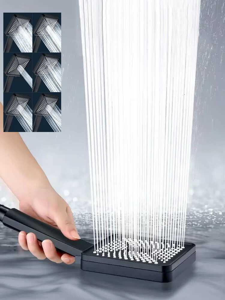 Big Flow 6 Modes High Pressure Shower Head Water Saving Anti-fall Massage Rainfall Faucet Spray Nozzles Bathroom AccessoriesM251120