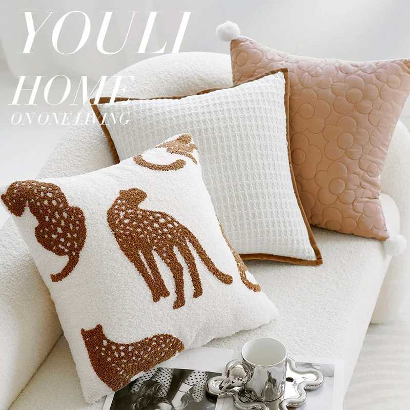 Pillow Case 30X50/45x45CM French Animal Throw Cover Brown Light Luxury Stamping Waist Cushion Cover Decor Home Decorative case C251120
