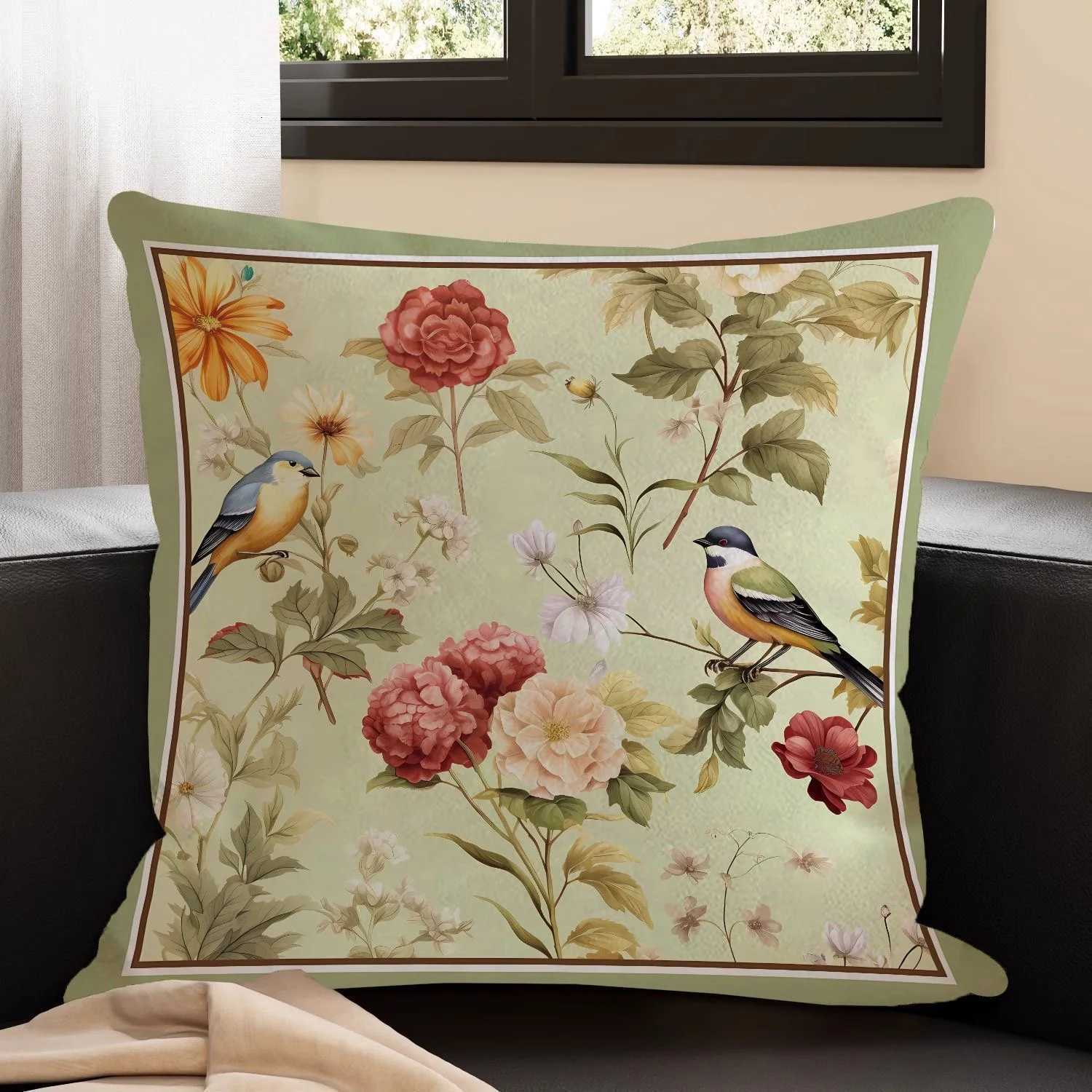 Pillow Case Flower and Bird Plant Pattern Cover Light Luxury Sofa Cushion Cover Bedside Back case Home Decoration C251120