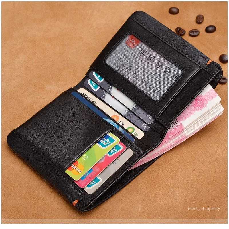 Top denim wallet soft leather wallet mens credit card holder luxury wallet black fashionable mens simple wallet W250419