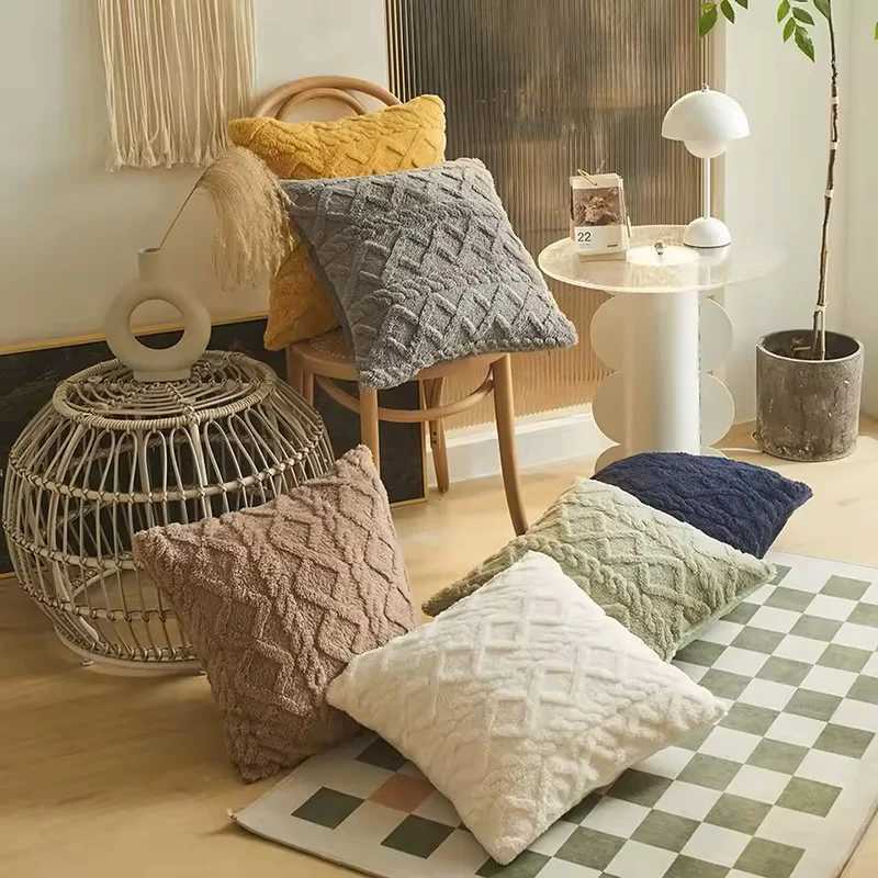 Pillow Case Plush Cushion Cover Geometric Sofa Cover for Living Room Sofa 45x45cm Decorative Home Decor case C251120