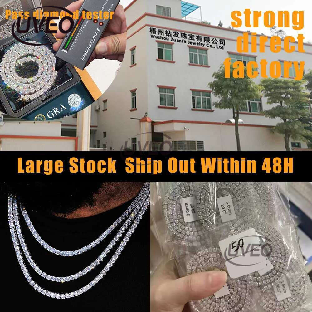 Wholesale Price Fine Jewelry Dia Necklace 2MM 3MM 4MM 5MM Sterg Sier GRA D Color Vvs Moissanite Tennis Chain