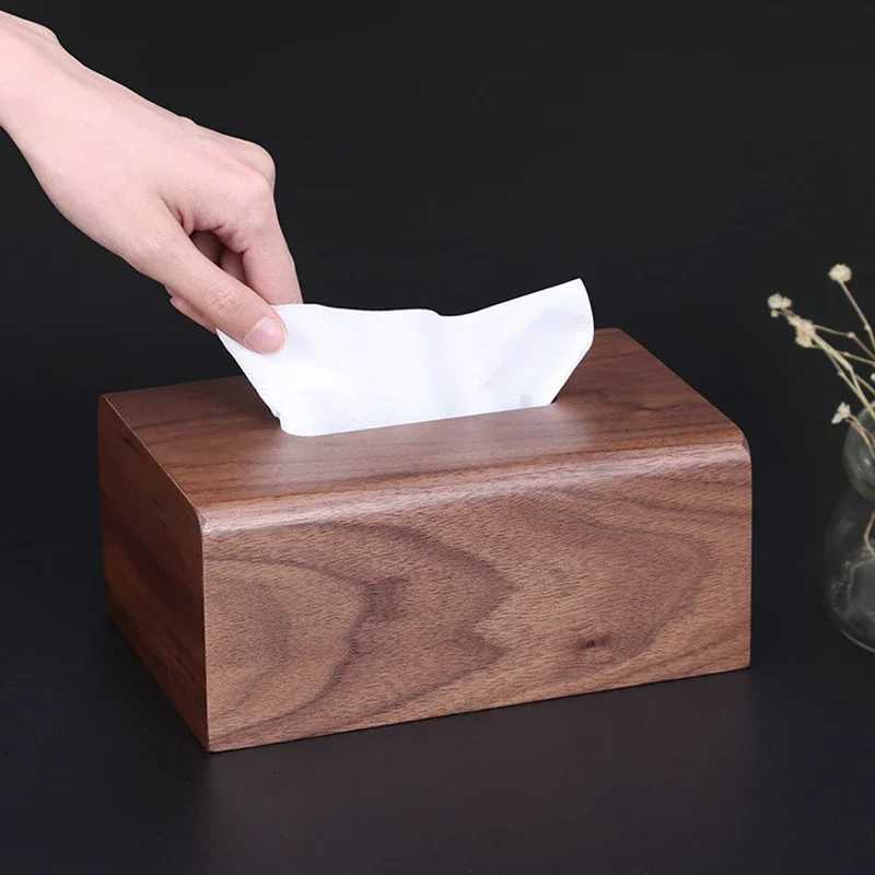 Walnut Wood Tissue Box Holder Cover Designer Tissue Storage Boxes Luxury Wooden Napkin Box Modern Rectangular Napkins Case Home C251120