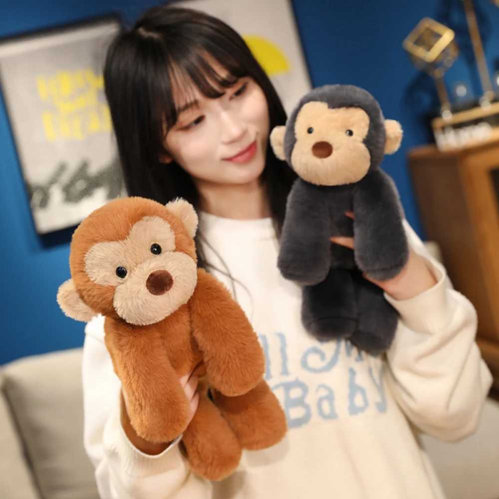 Kaii Fluffy Brown Monkey Plush Toys Naugh Stuffed Forest Grey Monkey Soft Dolls With Small Black E Birthday Gifts C251202