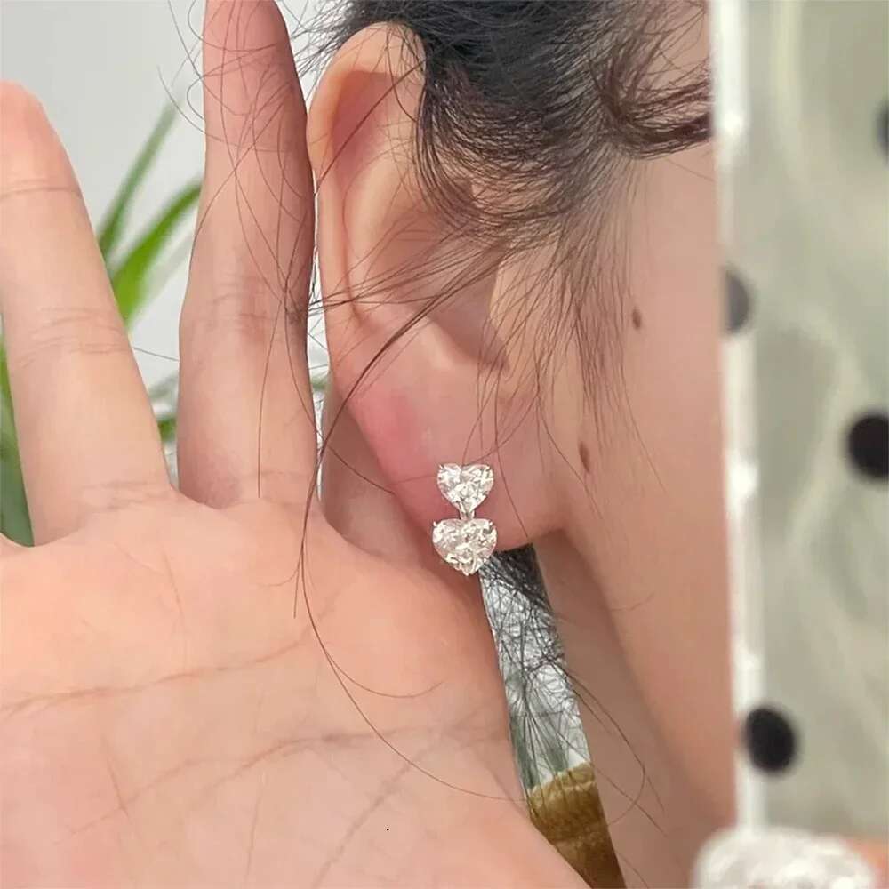 GRA Certified Heart Cut Moissanite Drop Earrings for Women 3/6cttw Quality Lab Dia S Sterg Sier Bride Jewelry