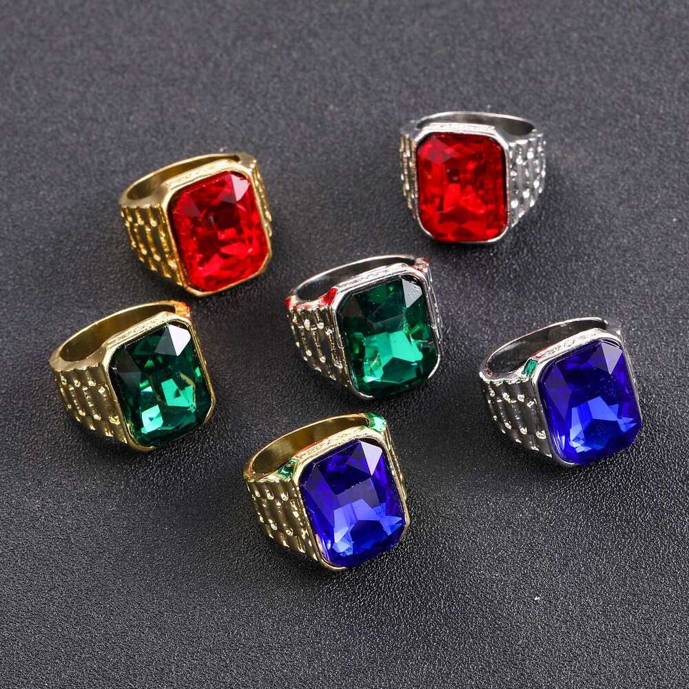 Luxury designer hip hop men and women with red and green ice out of VVS Moissanite hip hop rings