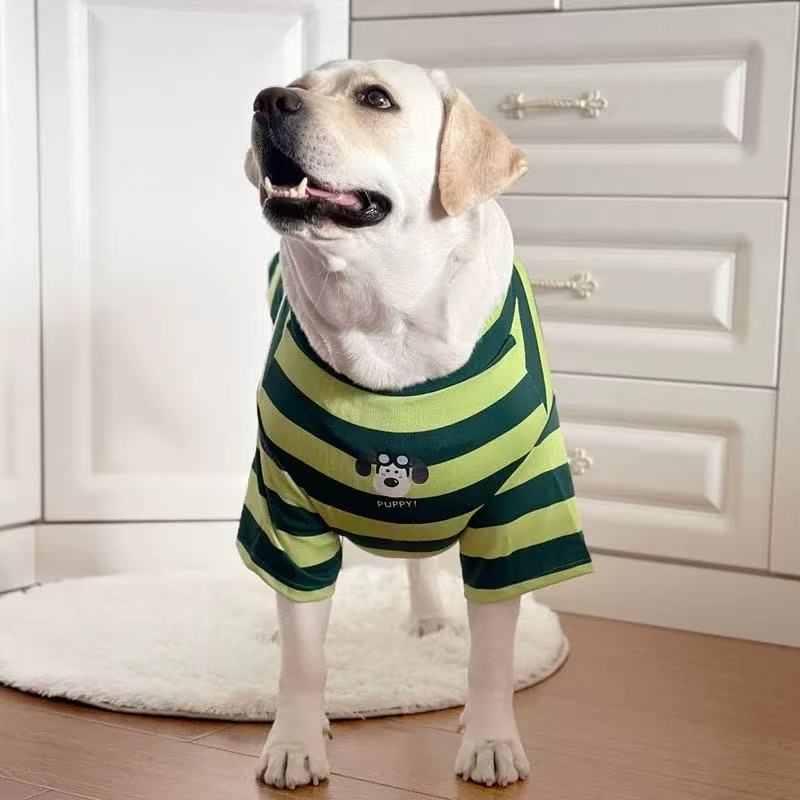 T0025Dog clothes large dog summer thin striped clothes Labrador golden retriever net celebrity trendy brand dog clothes