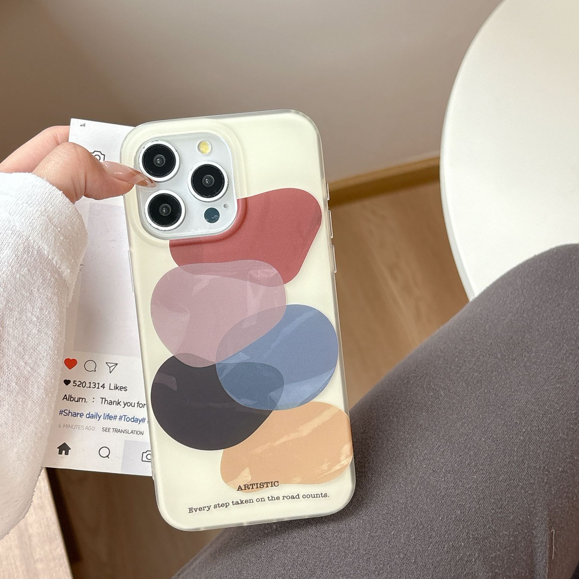 Brown Black Block Phone Case Compatible with iPhone 17 Pro Max Ins Matte Half Cover 16 14 Pro