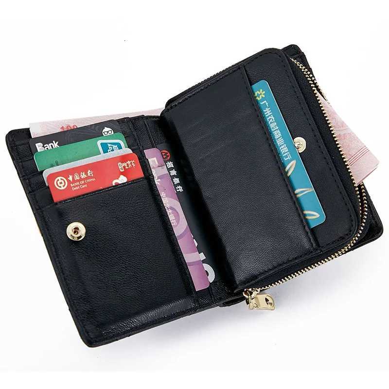 4 colors 100 Sheepskin Genuine Leather Women Short Wallet Fashion Luxury Multifunction Card Holder Zipper Female Coin PurseW251120