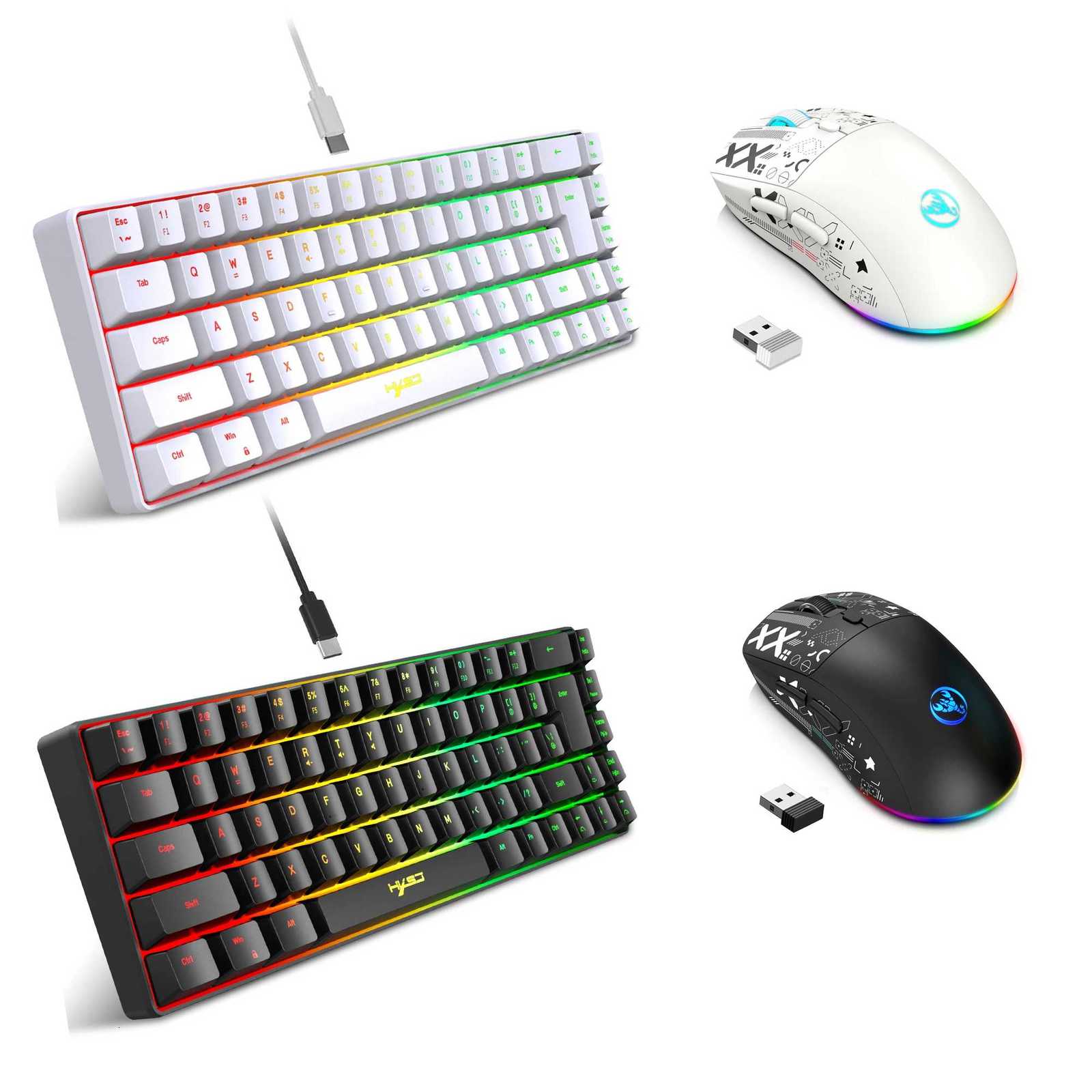 60 gaming Keyboard and mouse cbo set gamer white key board cbo cputer wired keyboards mouses off teclado for laptop pc Y251120 - view 3