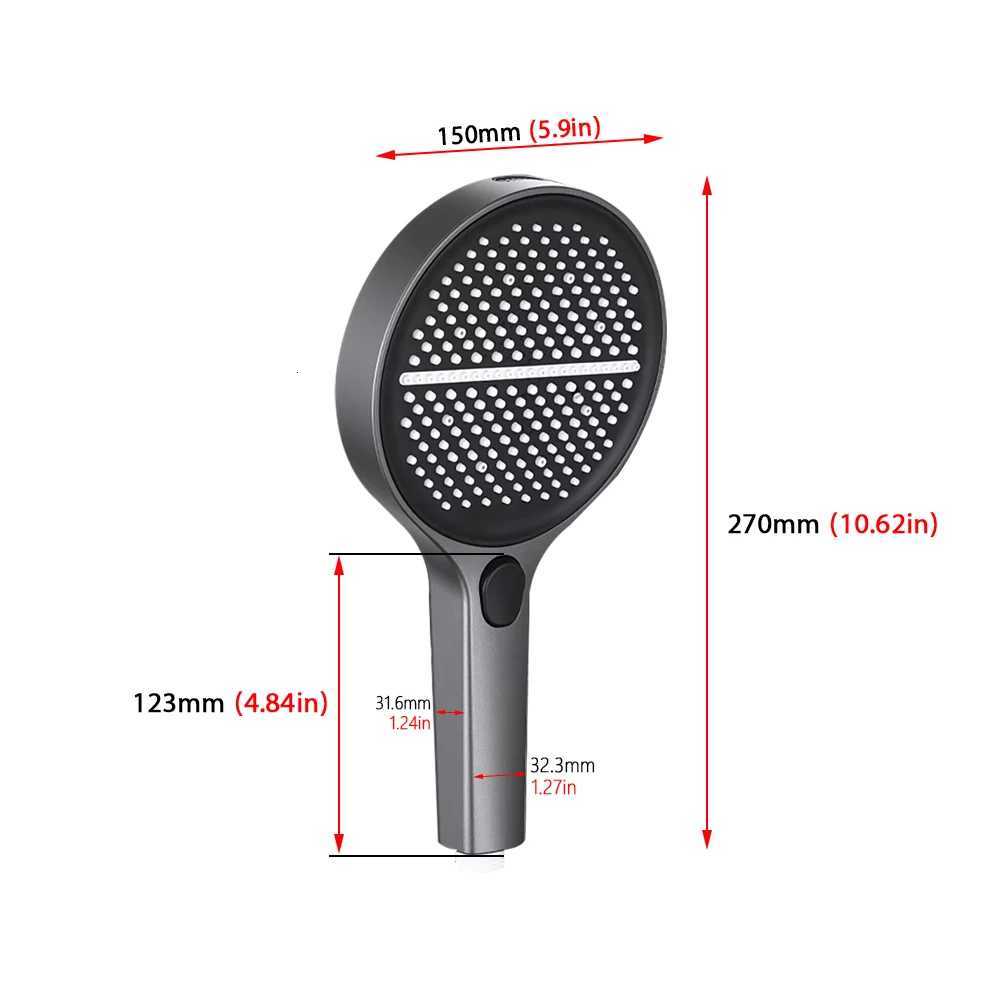 224 Holes High-pressure Rainfall Handheld Shower Head 4 Mode Large Panel Large Flow Bath Rain Shower Bathroom Faucet AccessoriesM251120