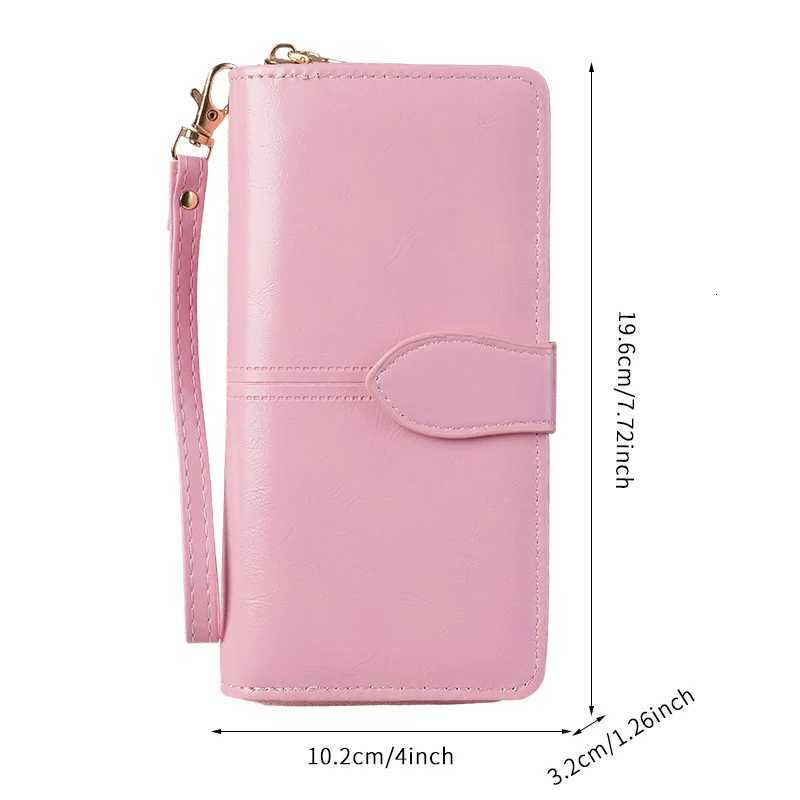 Hot selling cross-border oil wax zipper wallet for women European and American retro card bag large capacity mobile phone bagW251120