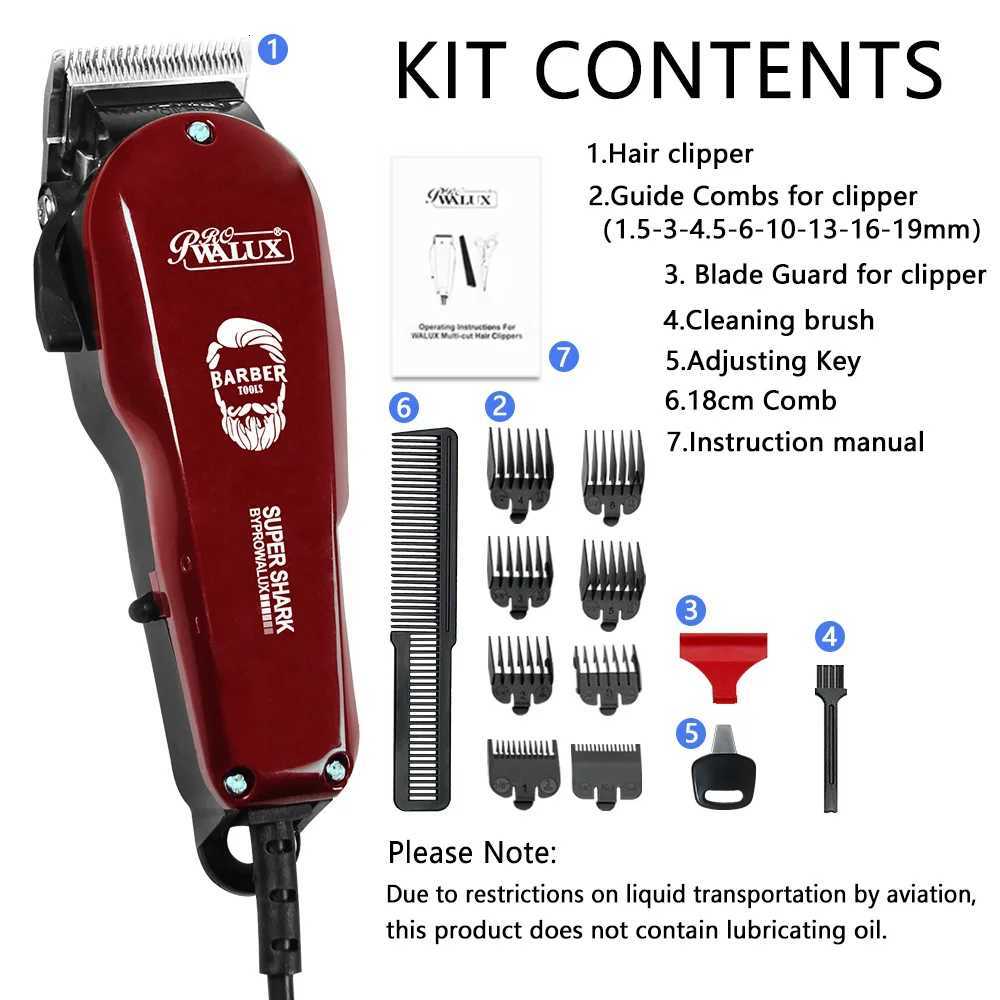 WALUX Professional Mens Hair Clipper Classic Red 10W Powerful Corded Trimmer with Adjustable Taper Lever Hair Cutting ToolT251120