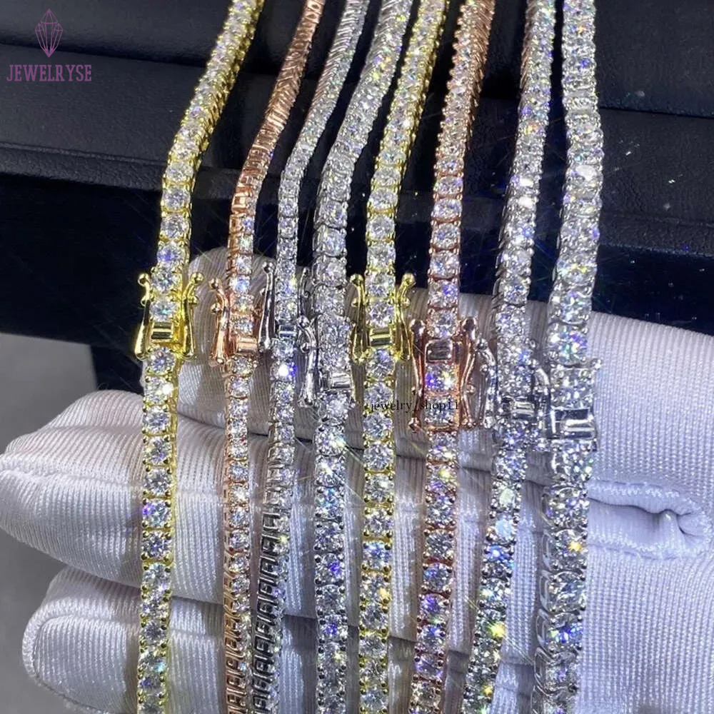 Hip-Hop Jewelry GRA Certificate S925 3MM 4MM 5MM 6.5MM VVS D Color Diamond Moissanite Tennis Chain Necklace