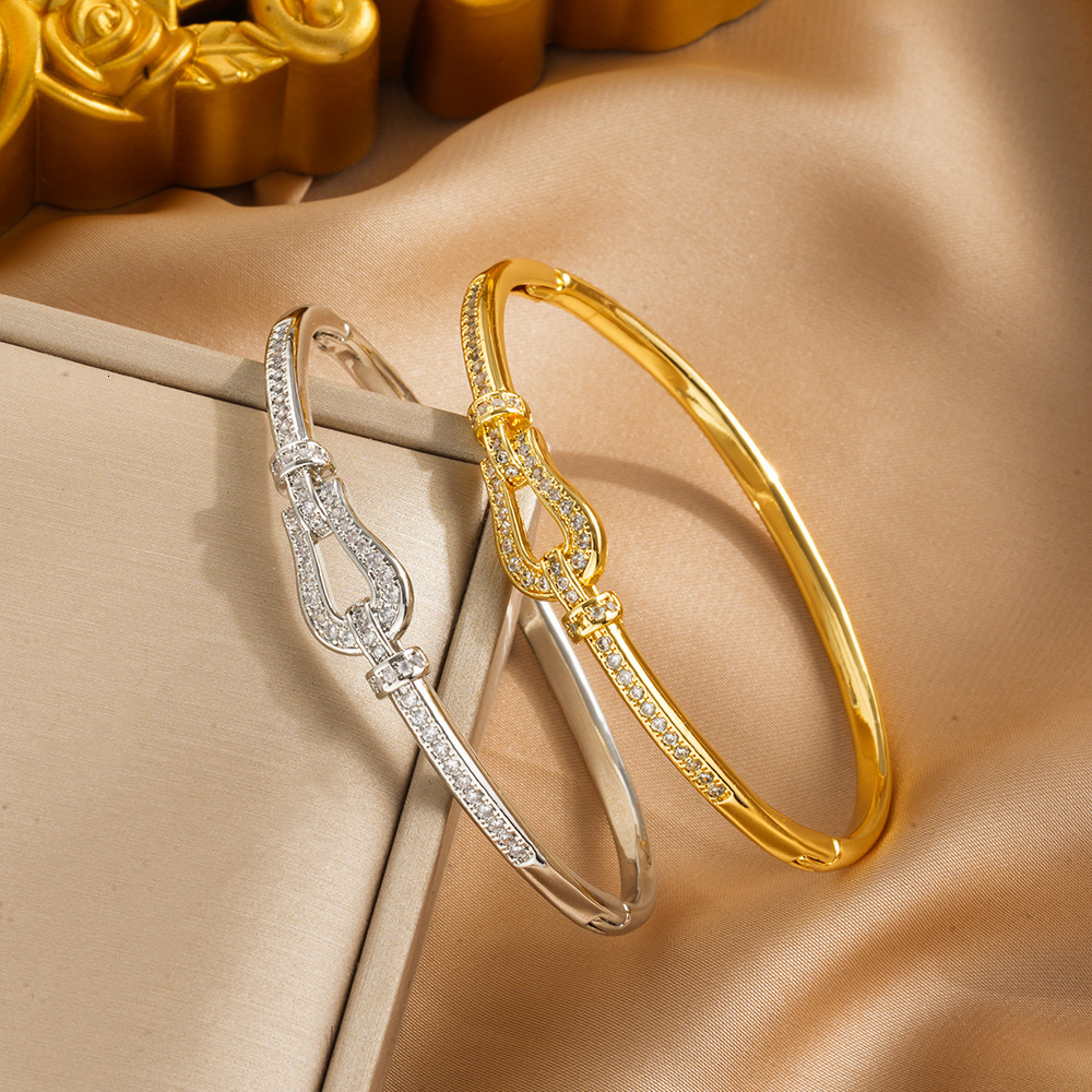 Luxury Brand Designer Jewelry European And American High-End Celebrity Style Micro-Inlaid Horseshoe Bracelet Niche Design Light Luxury Fashion Bracele