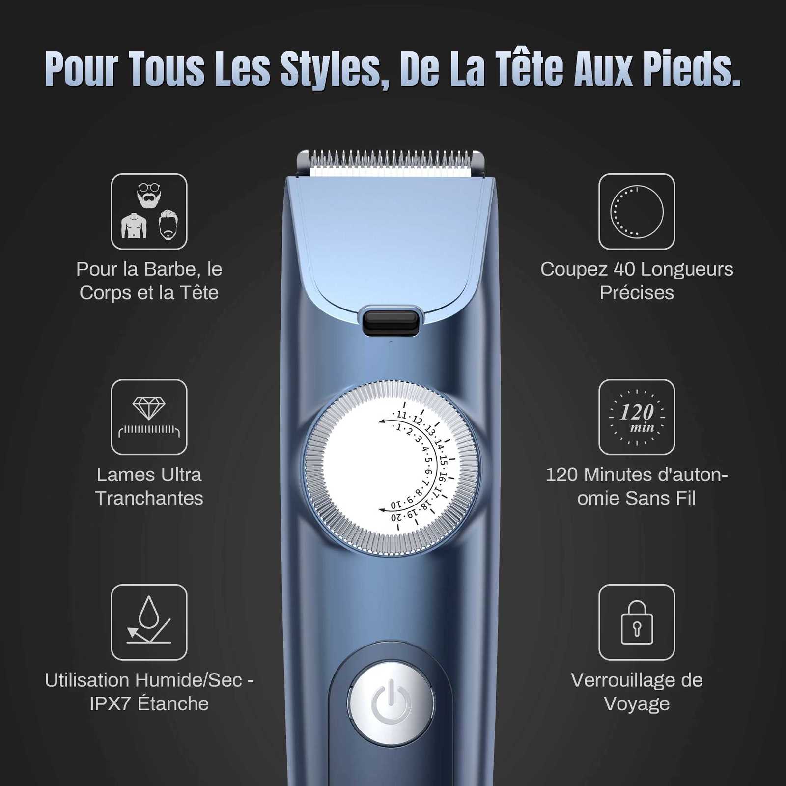 Professional Electric Hair Clipper Men Cordless Hair Trimmer Rechargeable LED Display IPX7 Adjustable Speed Hair Cutting MachineT251120